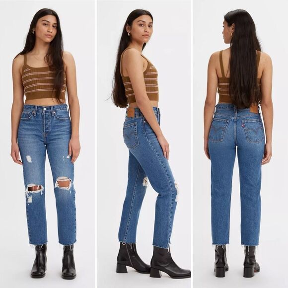 Levi’s Premium Denim Wedgie Straight Jeans in Carry Kerry Medium Wash Size 27 - Picture 1 of 6
